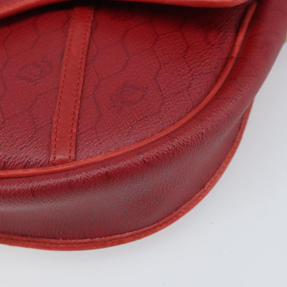 Christian Dior Honeycomb Canvas Shoulder Bag PVC Red Gold Auth 170715