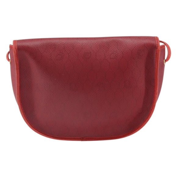 Christian Dior Honeycomb Canvas Shoulder Bag PVC Red Gold Auth 170715