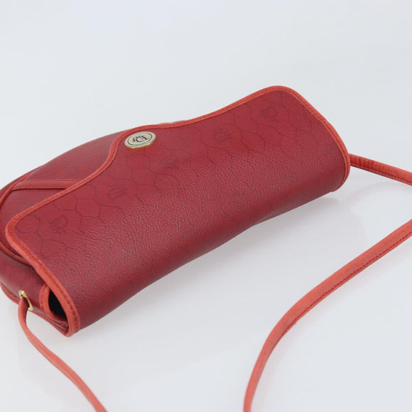 Christian Dior Honeycomb Canvas Shoulder Bag PVC Red Gold Auth 170715