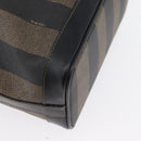 FENDI Pecan Canvas Shoulder Bag PVC Black Brown Auth 170718-16