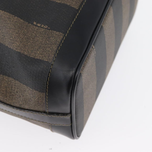 FENDI Pecan Canvas Shoulder Bag PVC Black Brown Auth 170718