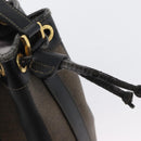 FENDI Pecan Canvas Shoulder Bag PVC Black Brown Auth 170718-9