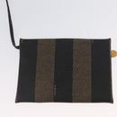 FENDI Pecan Canvas Shoulder Bag PVC Black Brown Auth 170718-21