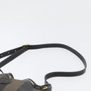 FENDI Pecan Canvas Shoulder Bag PVC Black Brown Auth 170718-14