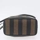 FENDI Pecan Canvas Shoulder Bag PVC Black Brown Auth 170718-5