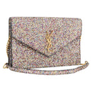 SAINT LAURENT Chain Wallet Shoulder Bag Sequin Multicolor Gold Auth 170726-1