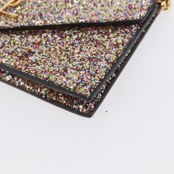 SAINT LAURENT Chain Wallet Shoulder Bag Sequin Multicolor Gold Auth 170726