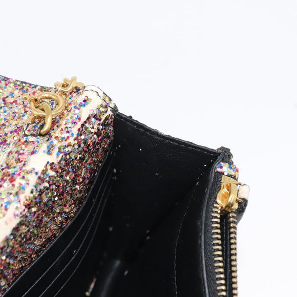 SAINT LAURENT Chain Wallet Shoulder Bag Sequin Multicolor Gold Auth 170726