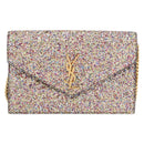 SAINT LAURENT Chain Wallet Shoulder Bag Sequin Multicolor Gold Auth 170726-13