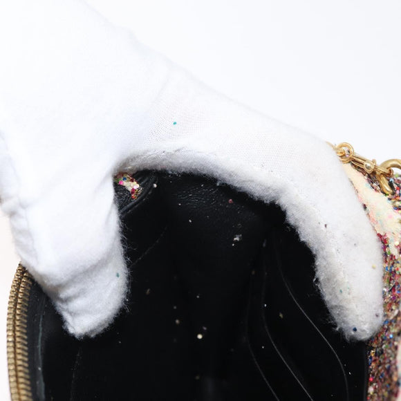 SAINT LAURENT Chain Wallet Shoulder Bag Sequin Multicolor Gold Auth 170726