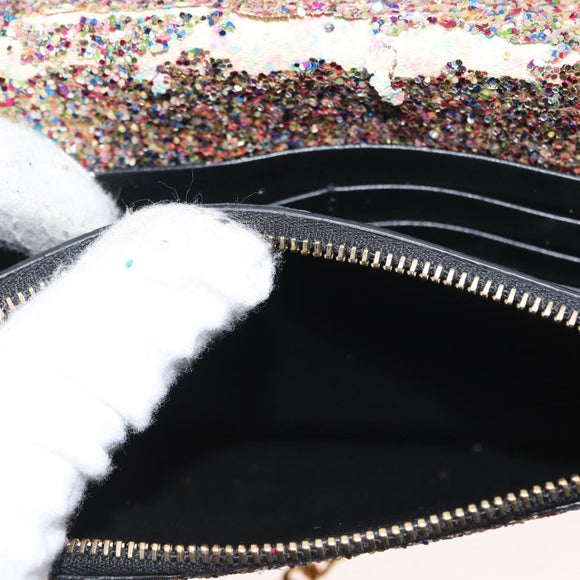 SAINT LAURENT Chain Wallet Shoulder Bag Sequin Multicolor Gold Auth 170726