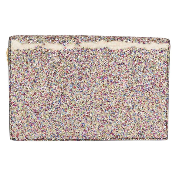 SAINT LAURENT Chain Wallet Shoulder Bag Sequin Multicolor Gold Auth 170726