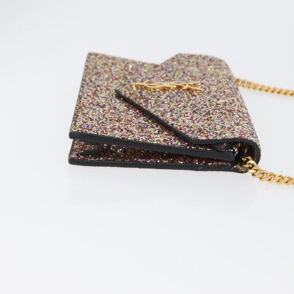 SAINT LAURENT Chain Wallet Shoulder Bag Sequin Multicolor Gold Auth 170726