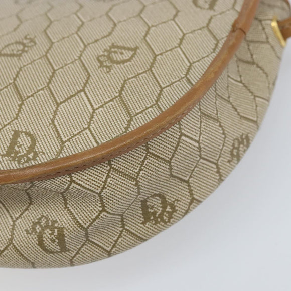 Christian Dior Honeycomb Canvas Shoulder Bag PVC Beige Gold Auth 170728
