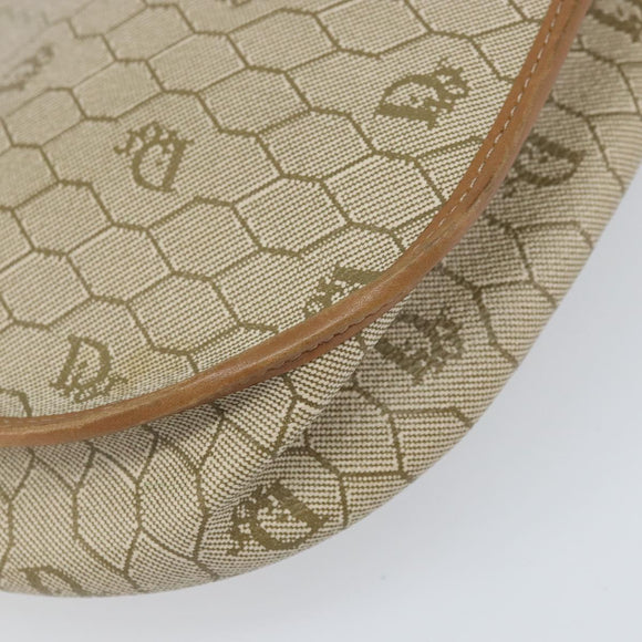 Christian Dior Honeycomb Canvas Shoulder Bag PVC Beige Gold Auth 170728
