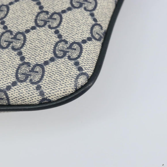 GUCCI GG Supreme Sherry Line Shoulder Bag PVC Navy Gold 904 02 047 Auth 170730