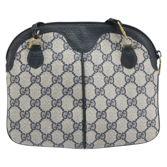 GUCCI GG Supreme Sherry Line Shoulder Bag PVC Navy Gold 904 02 047 Auth 170730