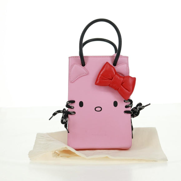 BALENCIAGA 2020S SS Hello Kitty Hand Bag Calf Skin 2way Pink 619043 Auth 170731SM
