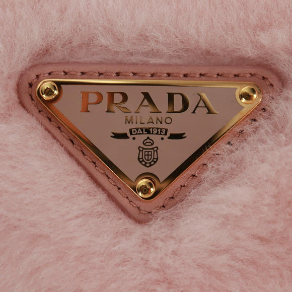 PRADA Chain Shoulder Bag fur 2way Pink Gold Auth 170736SM