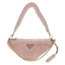 PRADA Chain Shoulder Bag fur 2way Pink Gold Auth 170736SM-13