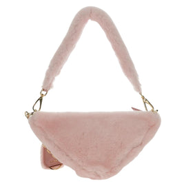 PRADA Chain Shoulder Bag fur 2way Pink Gold Auth 170736SM - 0