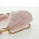 PRADA Chain Shoulder Bag fur 2way Pink Gold Auth 170736SM-3