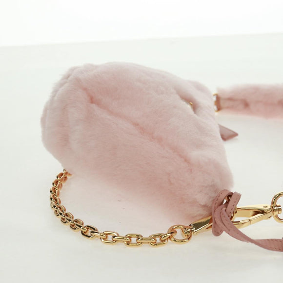 PRADA Chain Shoulder Bag fur 2way Pink Gold Auth 170736SM