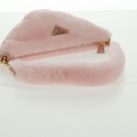 PRADA Chain Shoulder Bag fur 2way Pink Gold Auth 170736SM