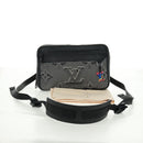 LOUIS VUITTON Expandable Messenger Bag Leather Black M55698 LV Auth 170737M-12