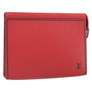 LOUIS VUITTON Taiga Pochette Voyager MM Clutch Bag Red Akajou M63397 Auth 170741-1