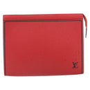 LOUIS VUITTON Taiga Pochette Voyager MM Clutch Bag Red Akajou M63397 Auth 170741-13