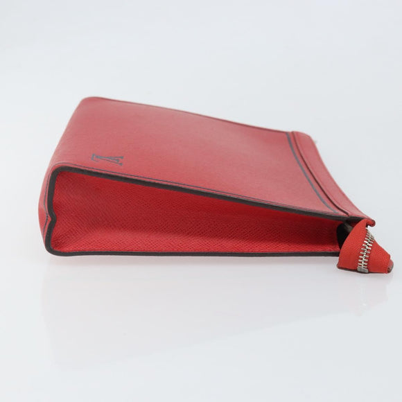 LOUIS VUITTON Taiga Pochette Voyager MM Clutch Bag Red Akajou M63397 Auth 170741