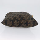 FENDI Zucca Canvas Shoulder Bag Black Brown Auth 170743-6