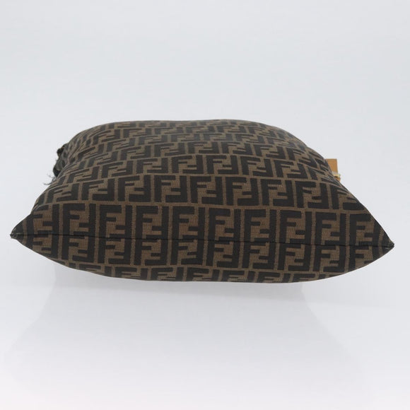 FENDI Zucca Canvas Shoulder Bag Black Brown Auth 170743