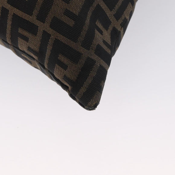 FENDI Zucca Canvas Shoulder Bag Black Brown Auth 170743