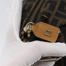 FENDI Zucca Canvas Shoulder Bag Black Brown Auth 170743-9