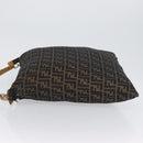 FENDI Zucca Canvas Shoulder Bag Black Brown Auth 170743-4