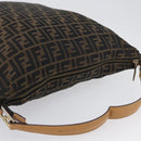 FENDI Zucca Canvas Shoulder Bag Black Brown Auth 170743-14