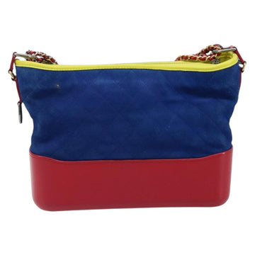 CHANEL Matelasse Gabriel De Chanel Chain Bag Suede Blue Red CC Auth 170752A - 0