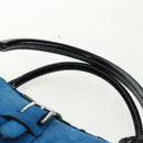 LOEWE Sender Hand Bag Suede Blue Silver Auth 170755-14