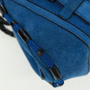 LOEWE Sender Hand Bag Suede Blue Silver Auth 170755-10