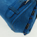LOEWE Sender Hand Bag Suede Blue Silver Auth 170755-17