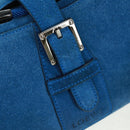 LOEWE Sender Hand Bag Suede Blue Silver Auth 170755-18