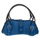 LOEWE Sender Hand Bag Suede Blue Silver Auth 170755-13