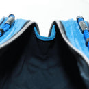LOEWE Sender Hand Bag Suede Blue Silver Auth 170755-21