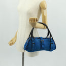 LOEWE Sender Hand Bag Suede Blue Silver Auth 170755-25
