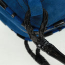 LOEWE Sender Hand Bag Suede Blue Silver Auth 170755-9
