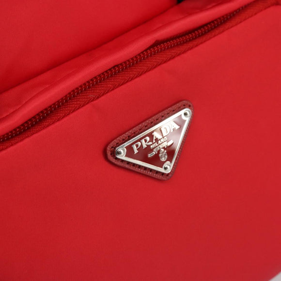 PRADA Pet Bag Pet Carry Nylon 2way Red Silver Auth 170756SAM