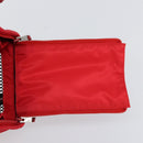PRADA Pet Bag Pet Carry Nylon 2way Red Silver Auth 170756SAM-19