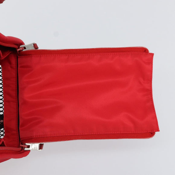 PRADA Pet Bag Pet Carry Nylon 2way Red Silver Auth 170756SAM